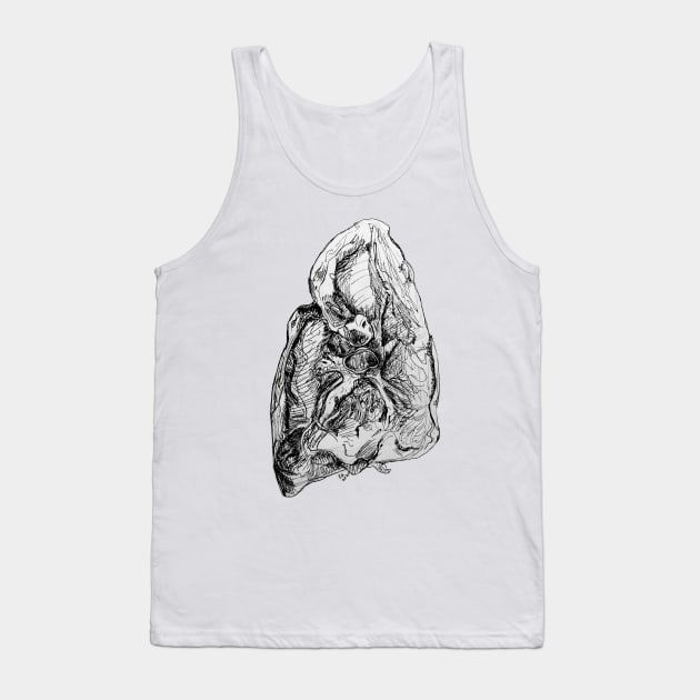 Medial Lung Pen and Ink Drawing Tank Top by emadamsinc